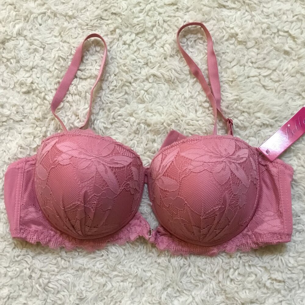 BELLA Intimate Bra Floral Laced Brassiere Push Up Lingerie  Padded Pink 36C